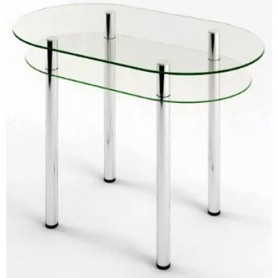 Glass dining table D-08-2 with tempered glass and chrome legs